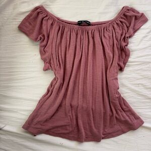 stretchy and flowy pink off the shoulder top